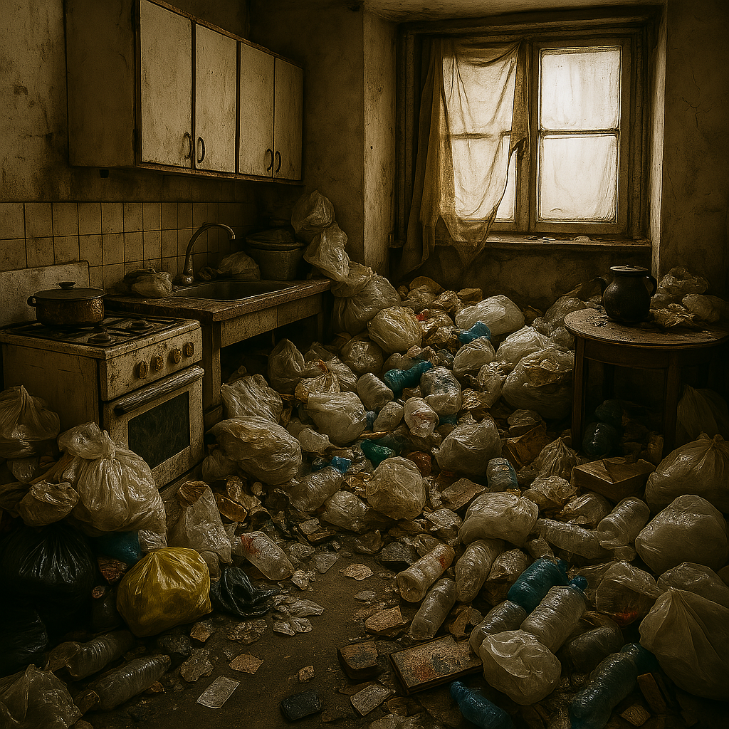 empresa de limpieza sindrome de diogenes en valencia - basura acumulada en cocina