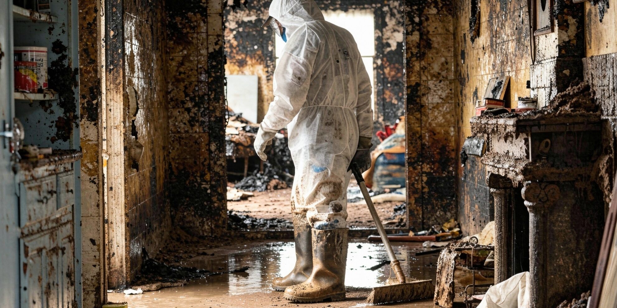 Empresa de limpieza por daños de incendios en Valencia - habitación quemada